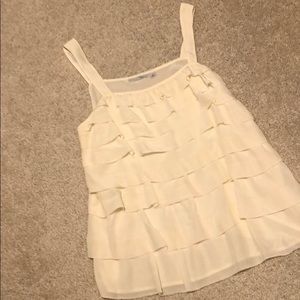 Halogen Cream Silk Tiered Tank Top